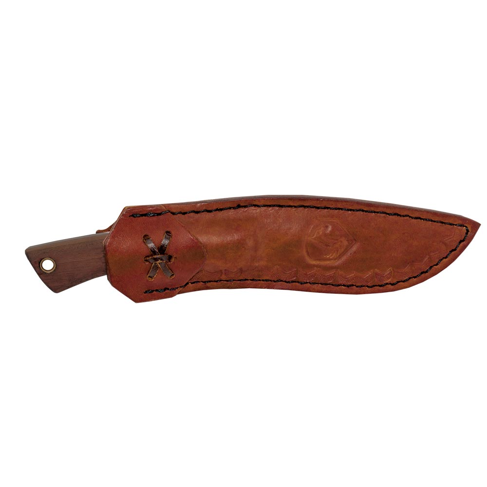 Condor Huron Fixed Blade Knife w/ Leather Sheath 4.2in 1095 Steel Blade Walnut Handles