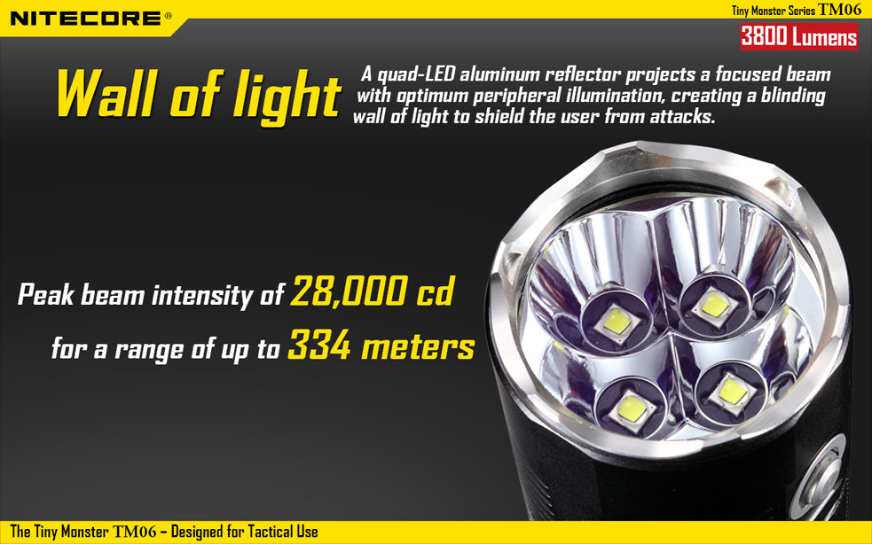 Nitecore Tiny Monster TM06 4 x 18650 CREE XM-L2 U2 3800 Lumen LED Flashlight