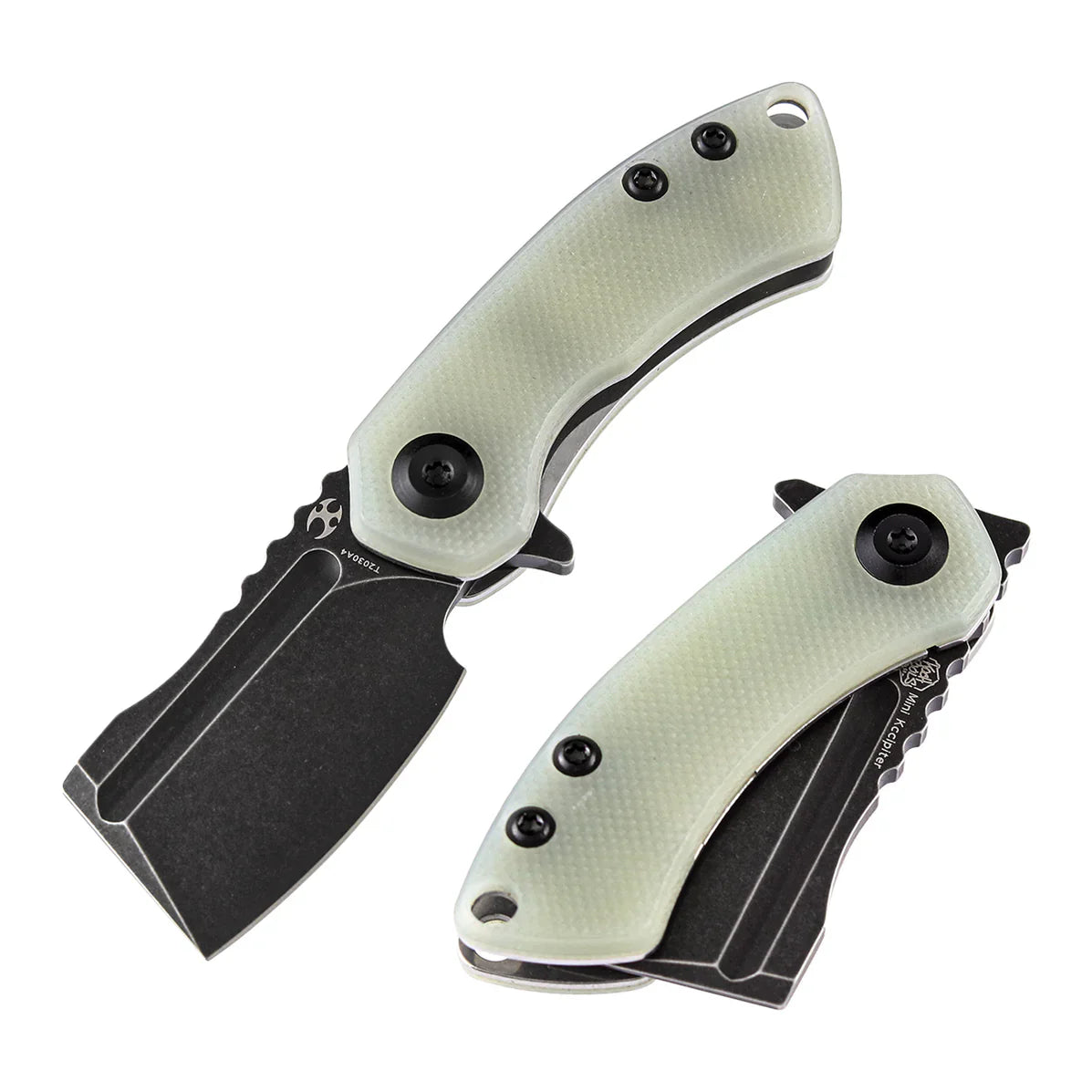 Kansept Mini Korvid 1.45" Black TiCn Coated 154CM Jade G10 T3030A4