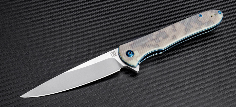 Artisan Cutlery Shark Liner Lock Knife Camo G-10 (3.94" SW D2)