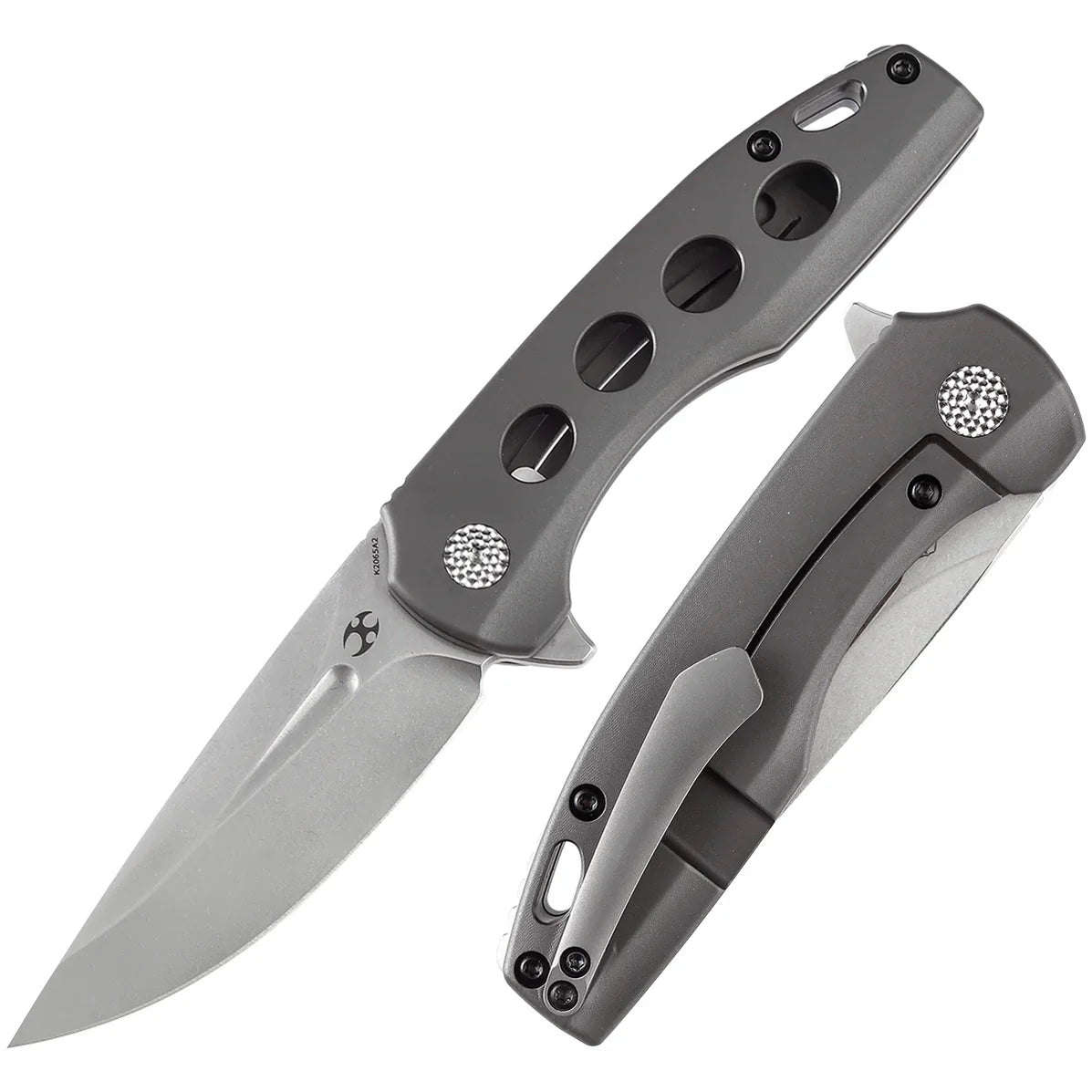 Kansept Cassowary 2.9" Stonewashed CPM S35VN Grey Anodized Titanium K2065A2