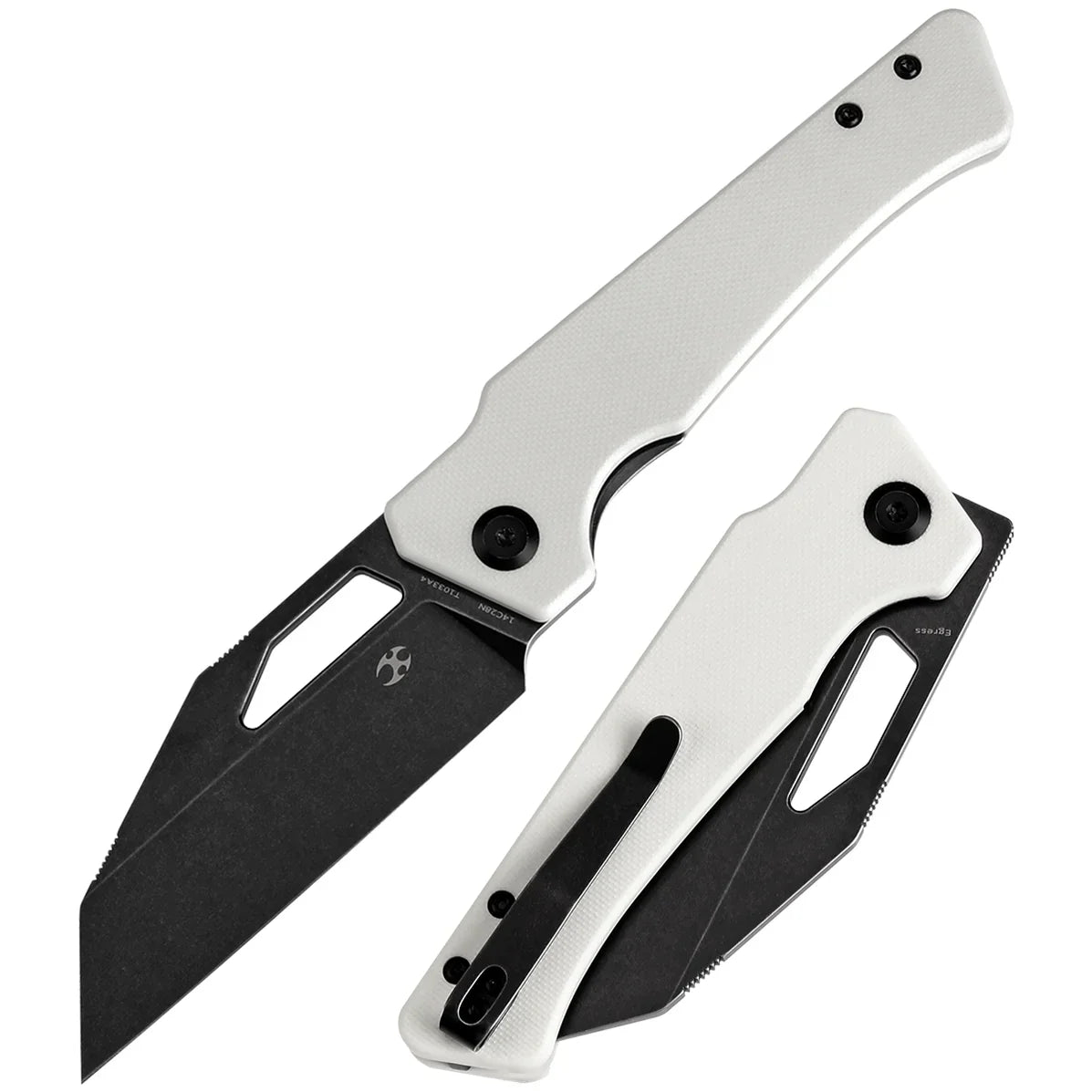 Kansept Egress 3.47" Black Stonewashed 14C28N White G10 T1033A4