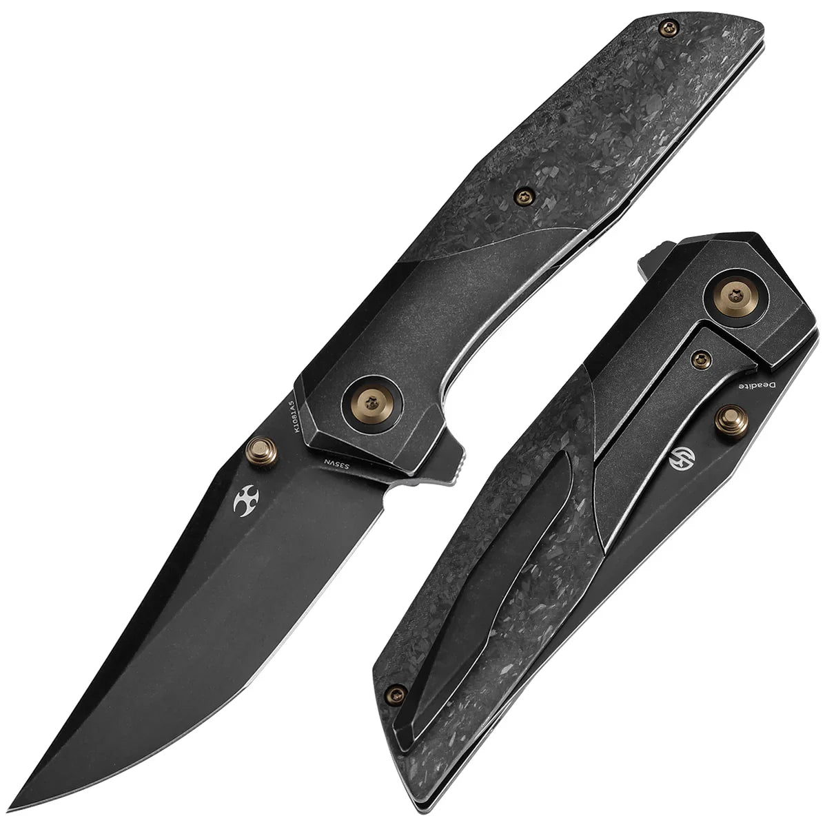 Kansept Deadite 3.52" CPM S35VN Blackwash Titanium with Shred Carbon Fiber Black K1081A5