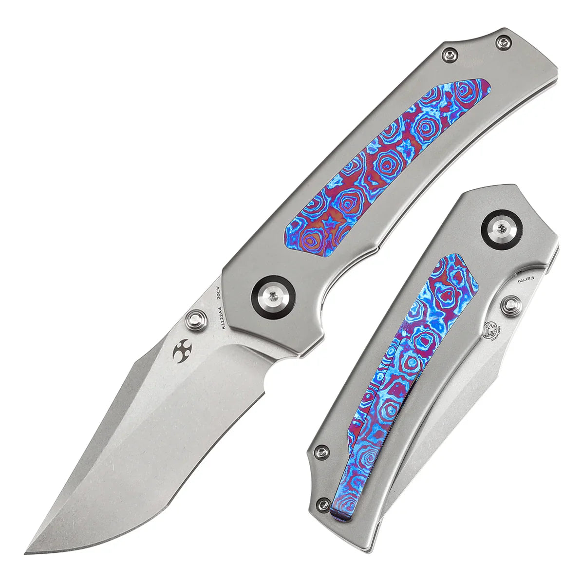Kansept Fermi 3.48" Stonewashed CPM 20CV Timascus Purple K1122A4