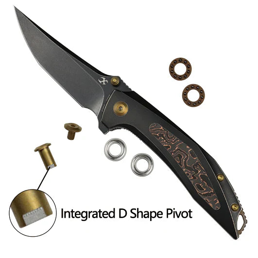 Kansept Baku K1056A8 – Titanium & Timascus Inlay, 3.2" CPM-S35VN Blade, Sparrow Knife Co. Design