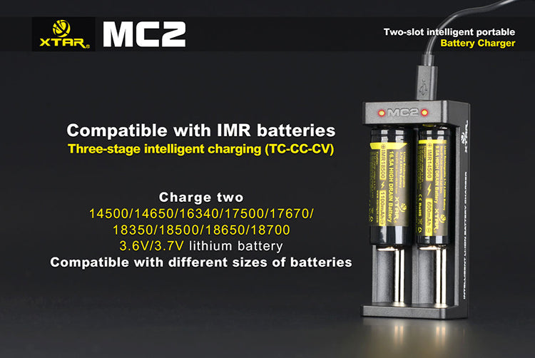 Xtar MC2 Dual Bay Intelligent Portable Battery Charger