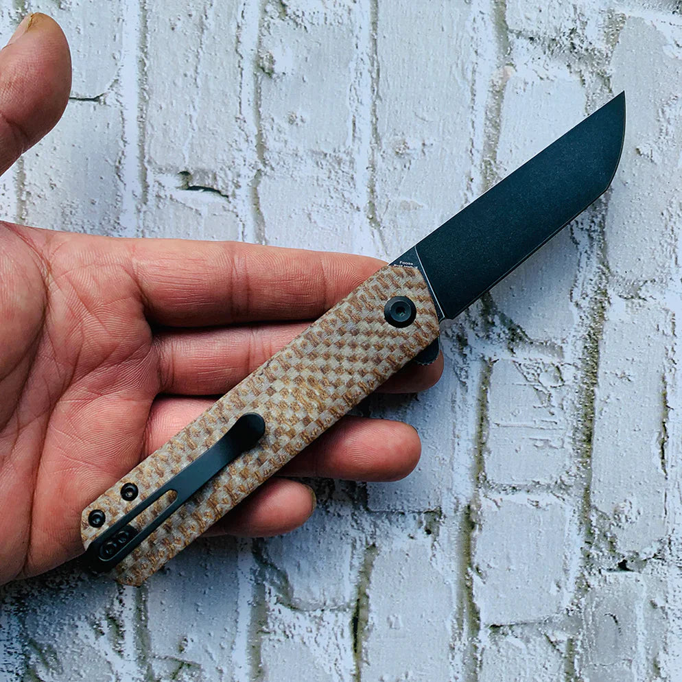 Kansept Foosa X2020T2 – 154CM Blade, Plaid Brown Micarta Handle, Rolf Helbig Design Liner Lock Folder
