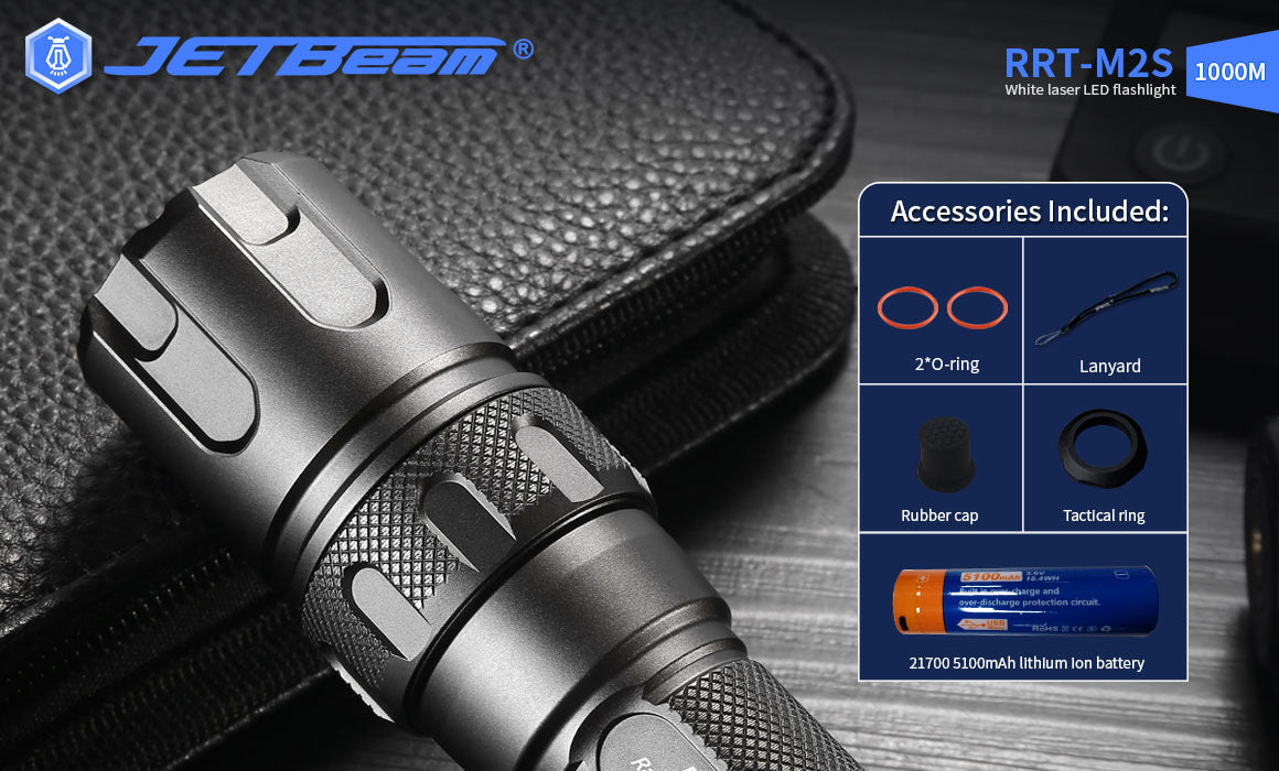 JetBeam RRT-M2S 480 Lumen LEP Laser Flashlight 1 * 21700 Battery 3280ft. of Throw