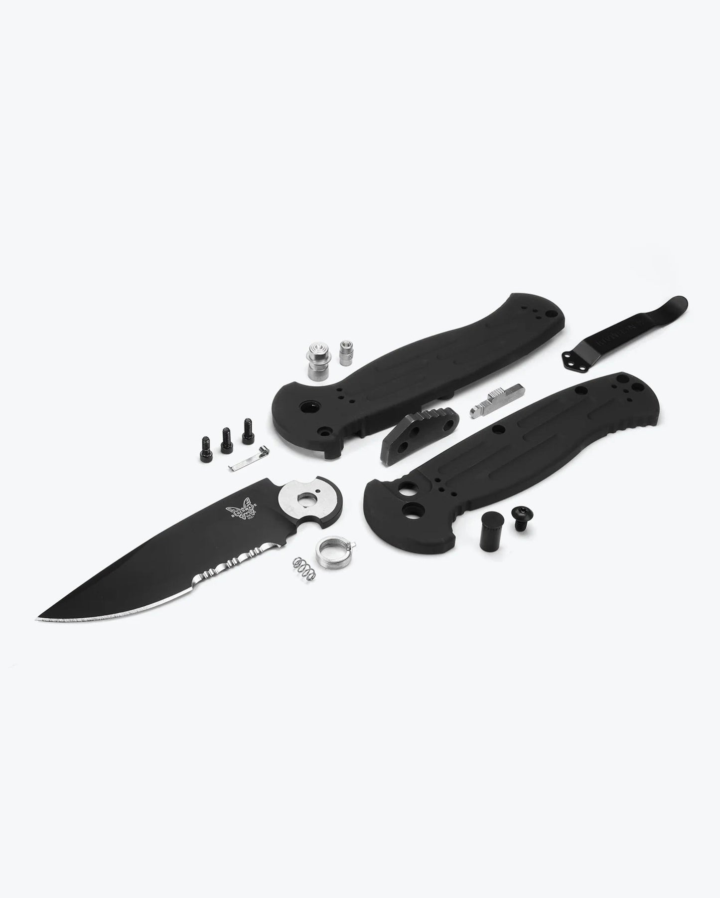 Benchmade AFO II 9051SBK black aluminum handle with push-button and glass-breaker pommel