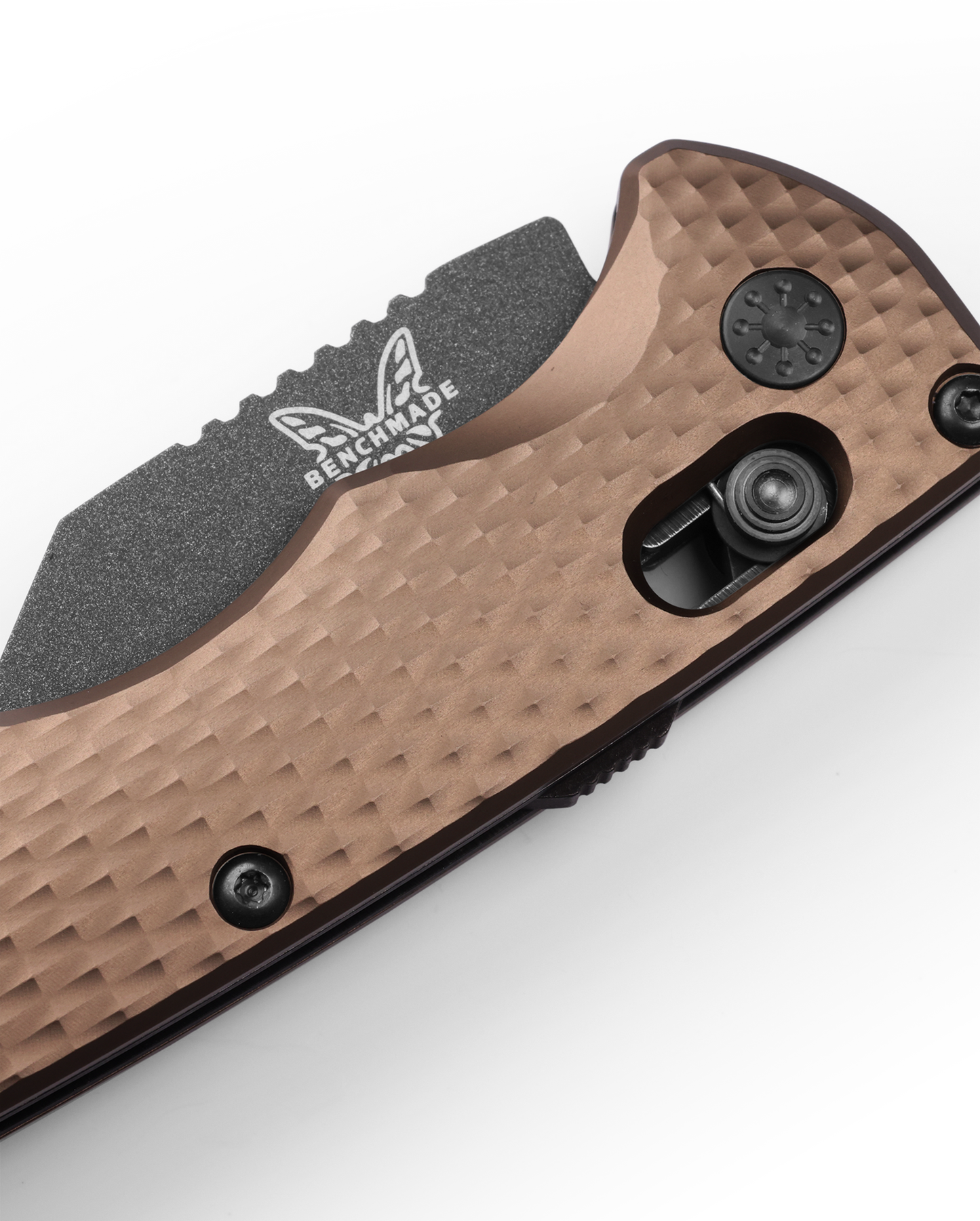 Benchmade Partial Immunity 2950BK-1 mini deep-carry pocket clip and milled aluminum handle detail