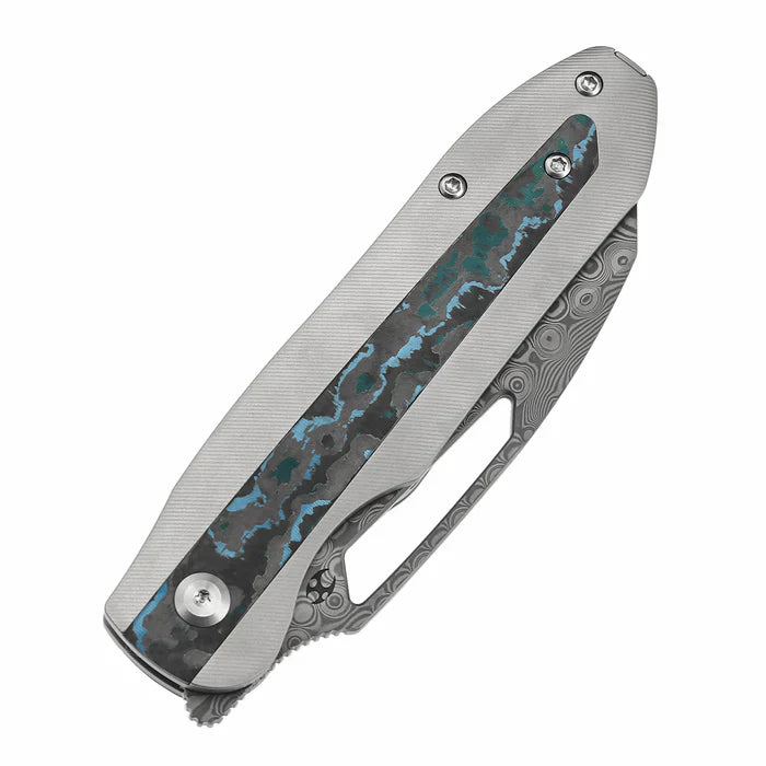 Thunderhead Damascus Stonewashed Titanium with Artic Storm Carbon Fiber