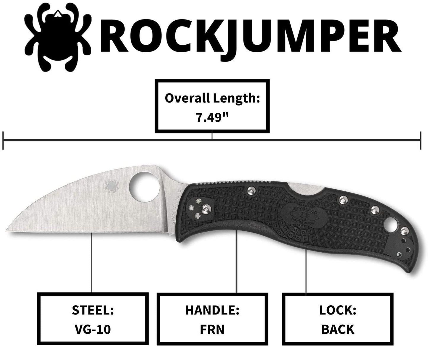 Spyderco C254PBK Rockjumper Folding Knife FRN Handle 3.08In VG-10 Steel Blade