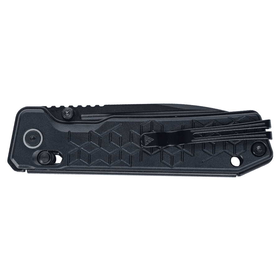 SRM Rubik - 3.4" Black Titanium Coated Blade - Anodized Black Aluminum Handle - 7228B-AB