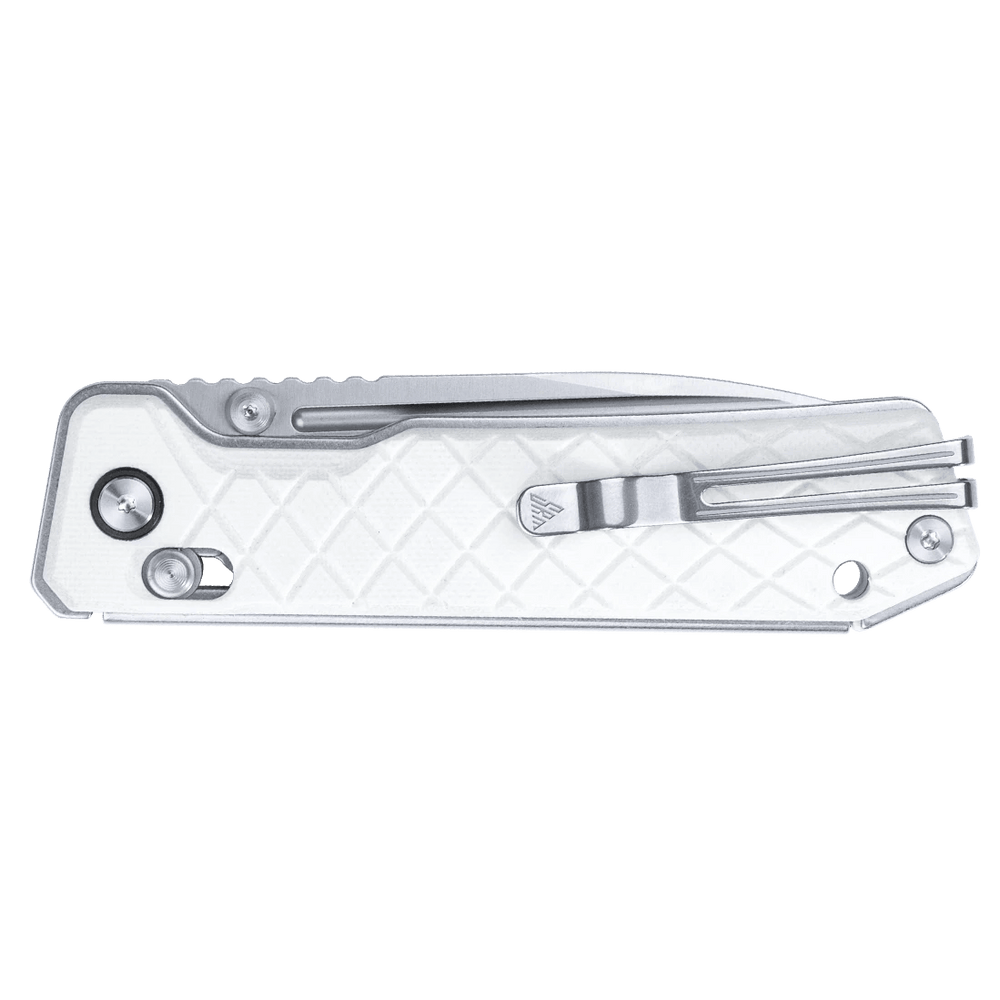 SRM Rubik - 3.4" Brushed Blade - White G10 Handle - 7228B-GT