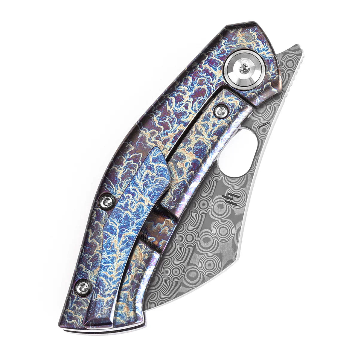Kansept Osprey 2.22" Damascus Lightning Strike Anodized Titanium K2087A2