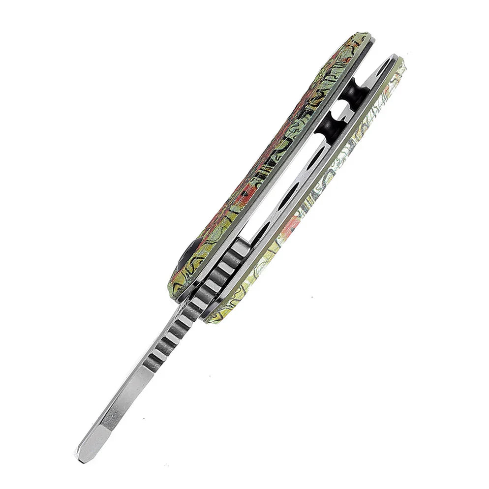 Kansept Mini Korvid 1.45" Stonewashed 154CM G10 with Undead Print-Yellow T3030B4