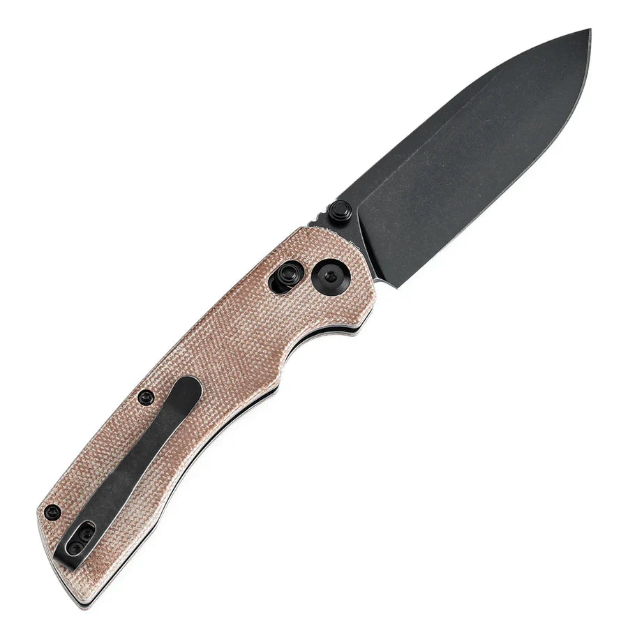 Tenable Kryo T1001V5 – 3.58" Blackwash 14C28N Blade, Brown Micarta Handle with Liner Lock