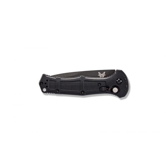 Benchmade Claymore 9070SBK – 3.60″ CPM-D2 Cobalt Black Serrated Drop-Point Automatic Knife, Black Grivory
