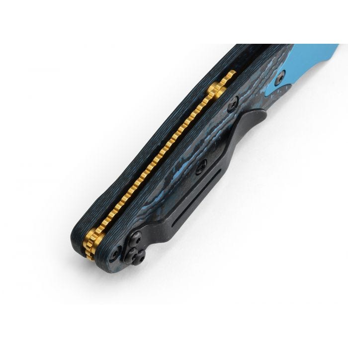 Benchmade Mini Osborne 945-221 Gold Class – 2.92″ Damasteel Reverse Tanto Folding Knife, Arctic Storm Fat Carbon