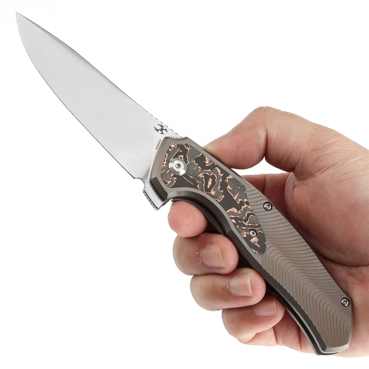 Kansept HAVØRN 3.48" CPM S35VN Bronze Anodized Titanium + Copper Carbon Fiber Inlay K1069A4