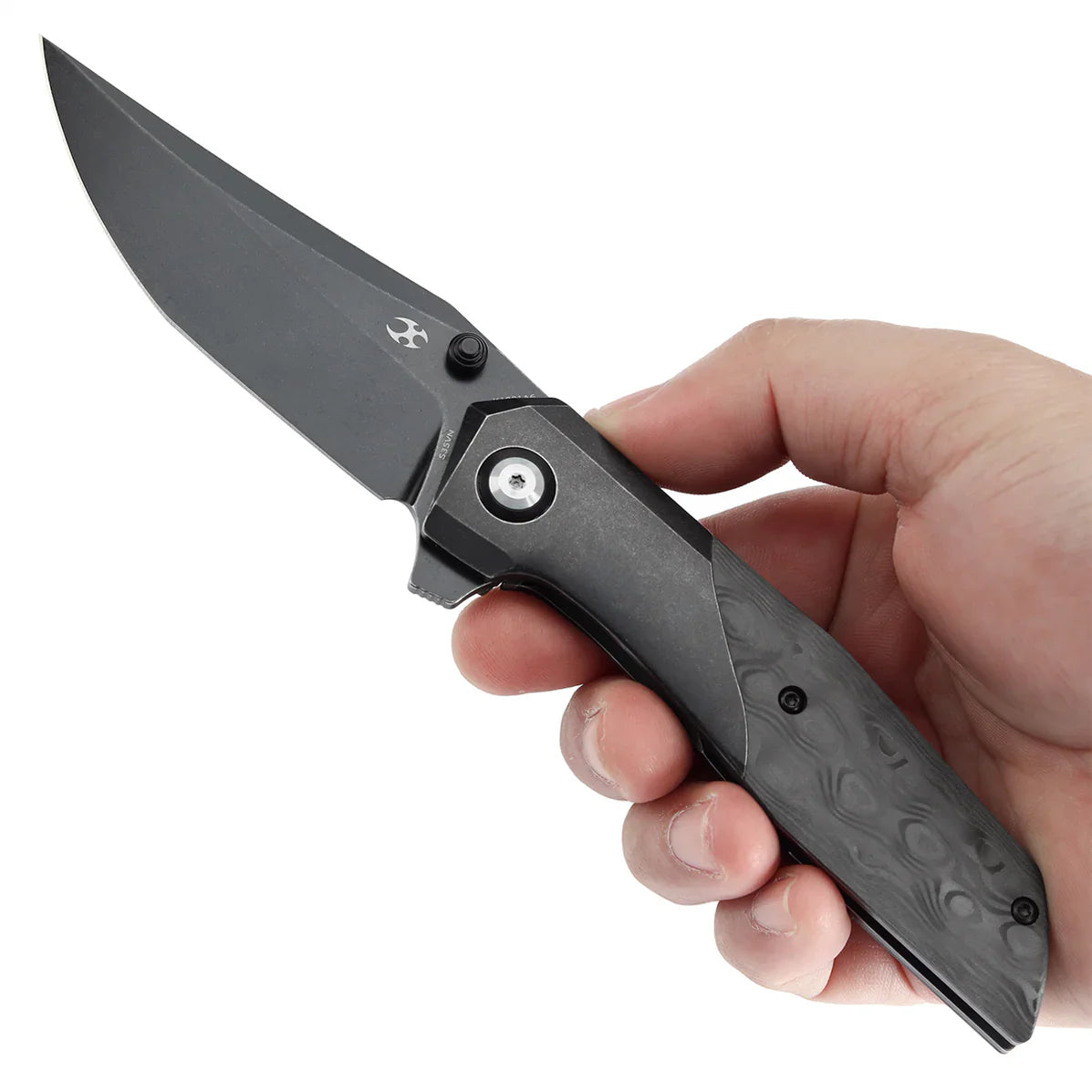Kansept Deadite CPM S35VN Blackwash Titanium with Rose Pattern Carbon Fiber Black K1081A6