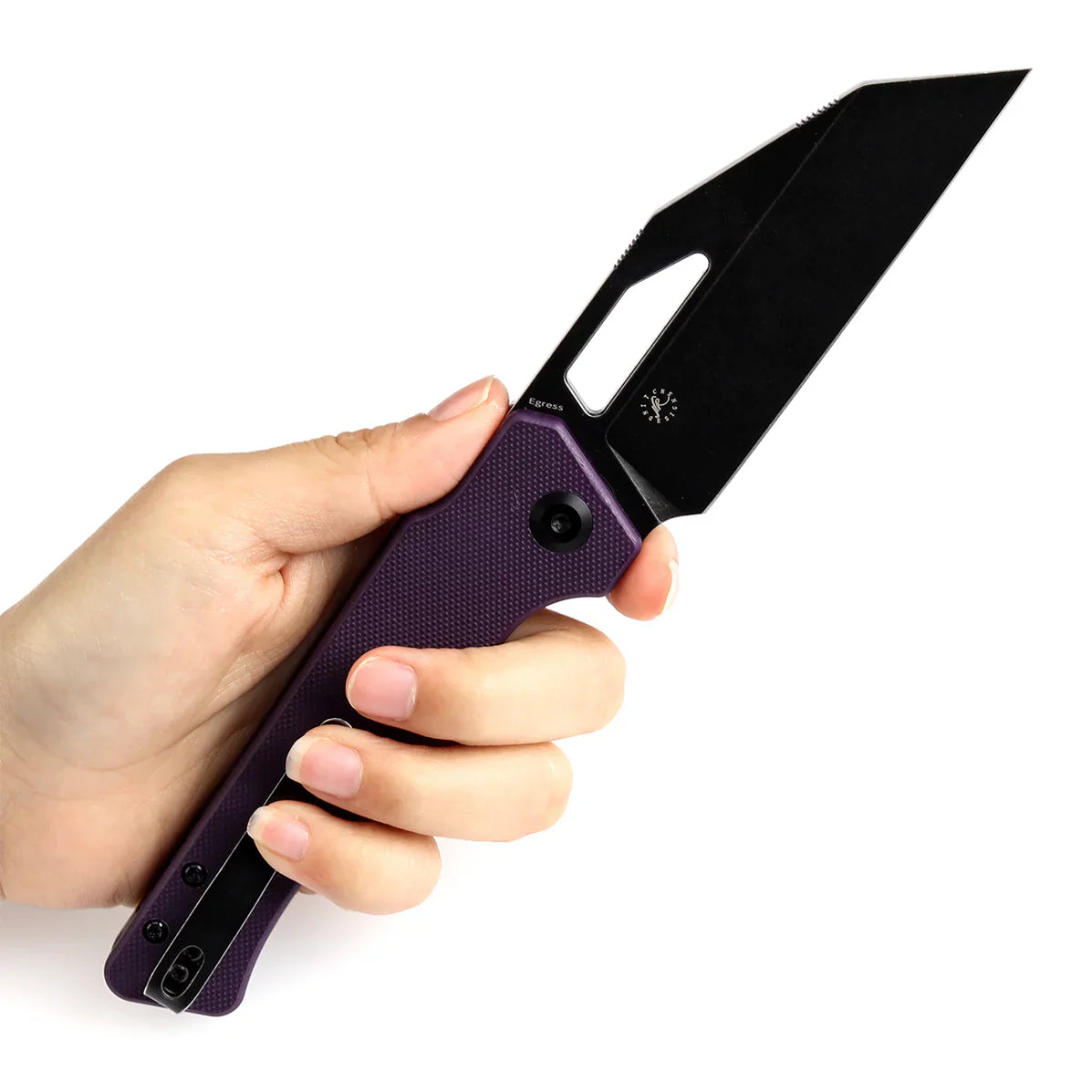 Kansept Egress 3.47" Black Stonewashed 14C28N Purple G10 T1033A3