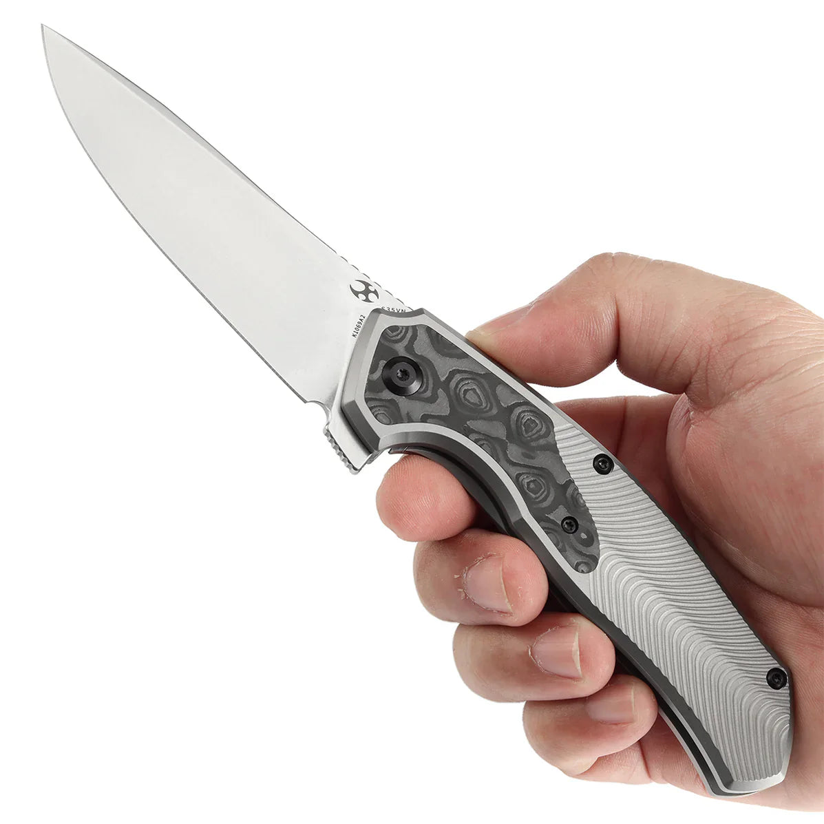 Kansept HAVØRN 3.48" CPM S35VN Titanium + Rose Pattern Black & White Carbon Fiber Black and white K1069A2