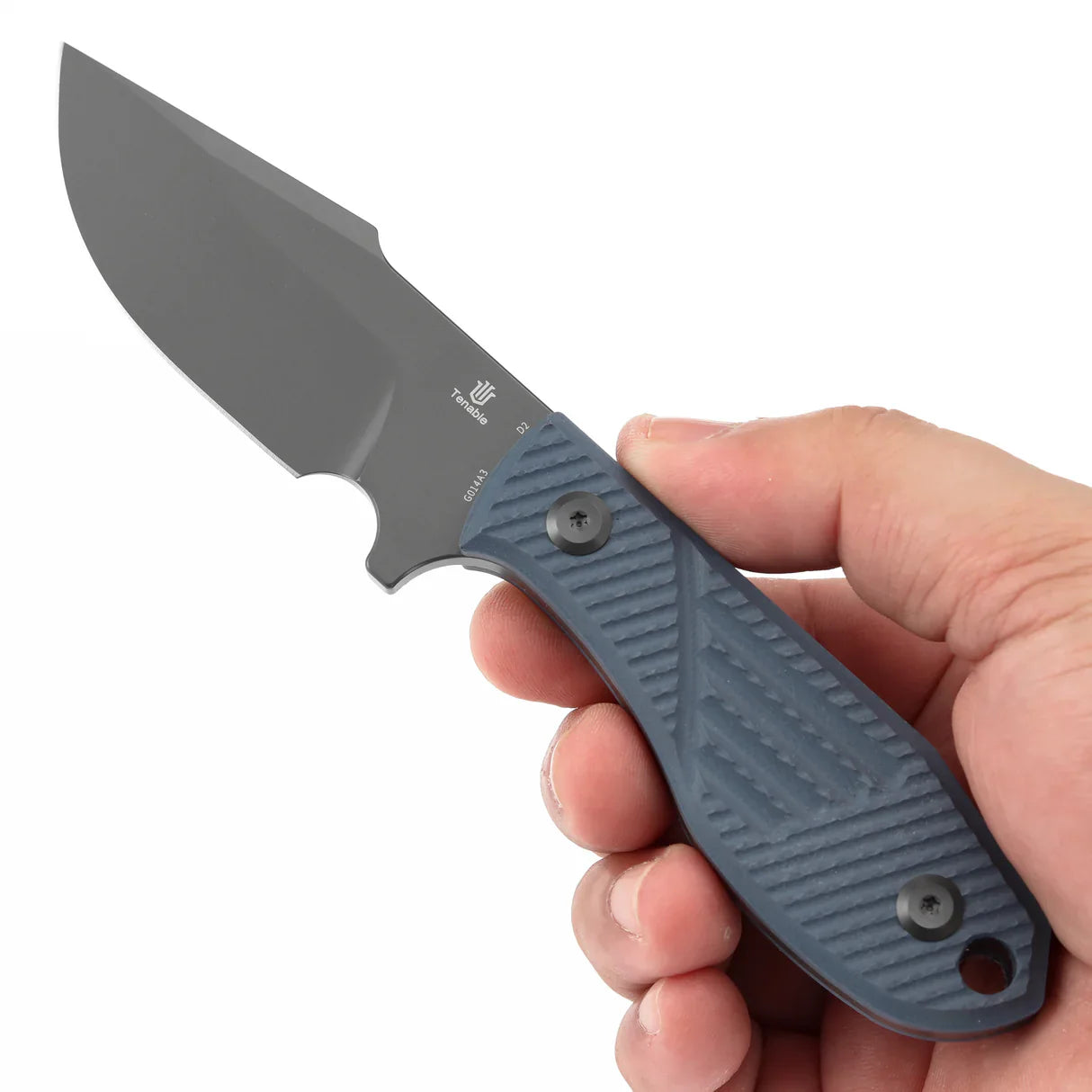 Tenable Tiny Dancer G014A3 – 3.17" Gray TiCn Coated D2 Drop Point Blade, Light Gray G10 Handle, Fixed Blade EDC Knife – Designed by JB Stout
