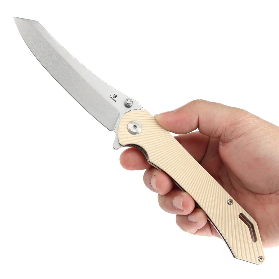 Tenable Colibri Tech T1060A4 – 4.64" Stonewashed Nitro-V Blade, Ivory White G10 Handle