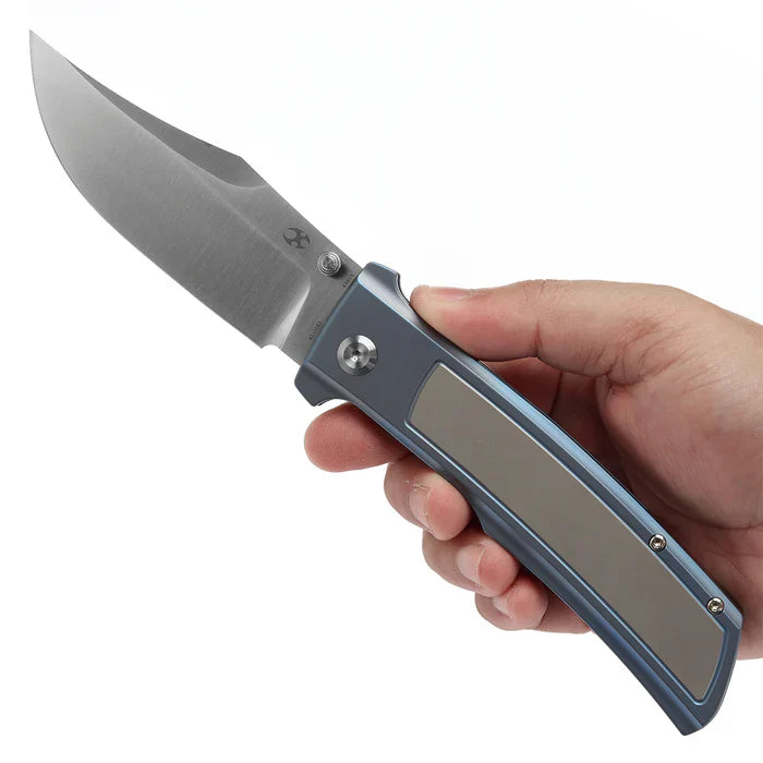 Bison Satin CPM S35VN Blue Anodized Titanium