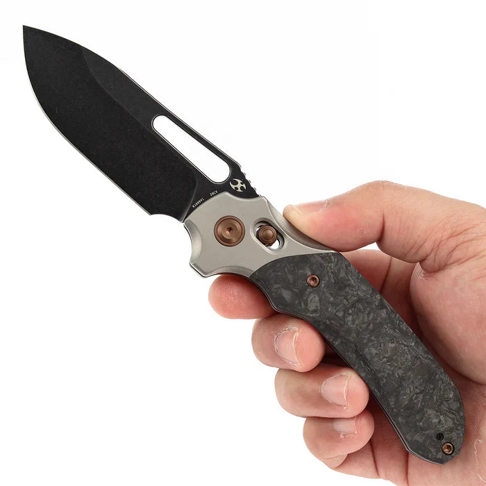 Quasar Blackwash CPM 20CV Stonewashed Titanium, Dark Matter Glow FatCarbon