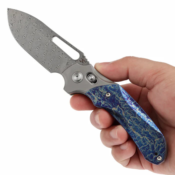 Quasar Damascus Stonewashed Titanium, Titanium Inlay with Lightning Strike Finish