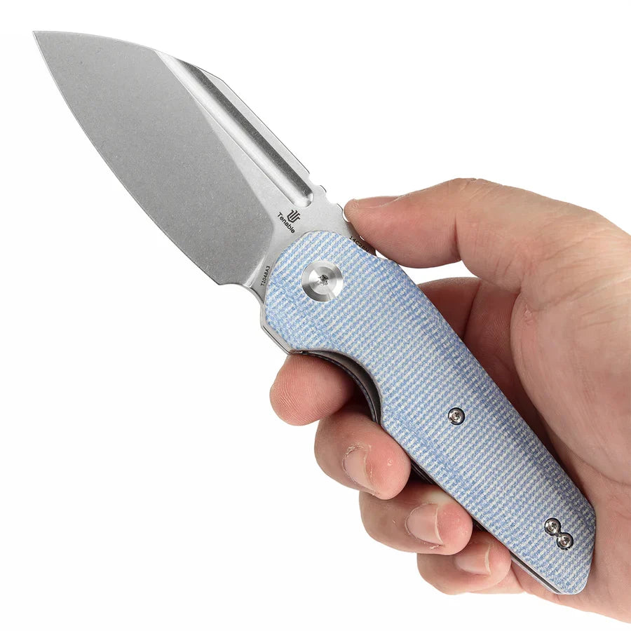 Tenable Rafe L T1048A3 – 3.19" Stonewashed 14C28N Blade, Blue Micarta Handle with Liner Lock