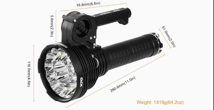Acebeam X70 60,000 Lumen Rechargeable Flashlight 12 x CREE® XHP70.2 &1*CREE® XHP35 LEDs