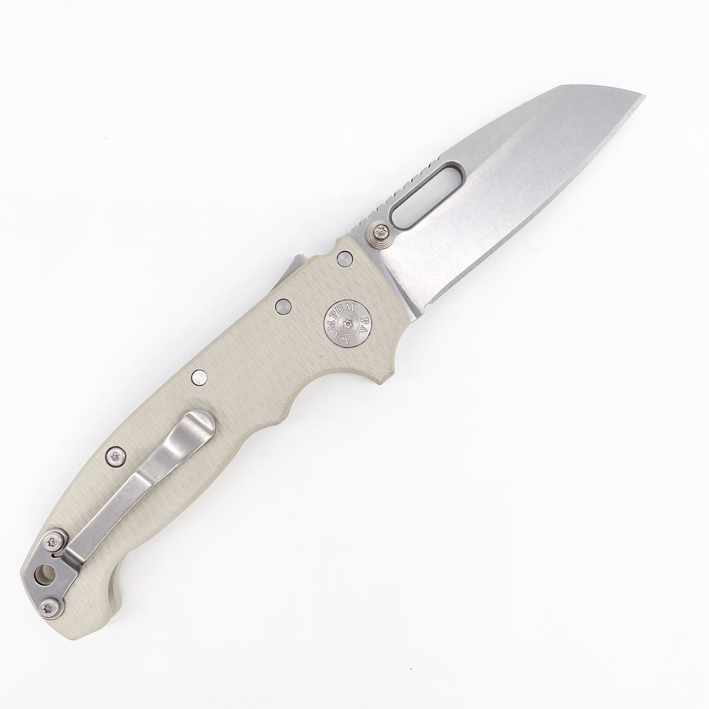 Demko MG AD20 Textured Tan G10 Handles 3.6in CPM 3V Steel Shark Foot Blade