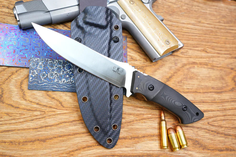 North Mountain Blade Utility A Hiroshii Handmade Japanese SKD11 Steel Carbon Fiber Handle