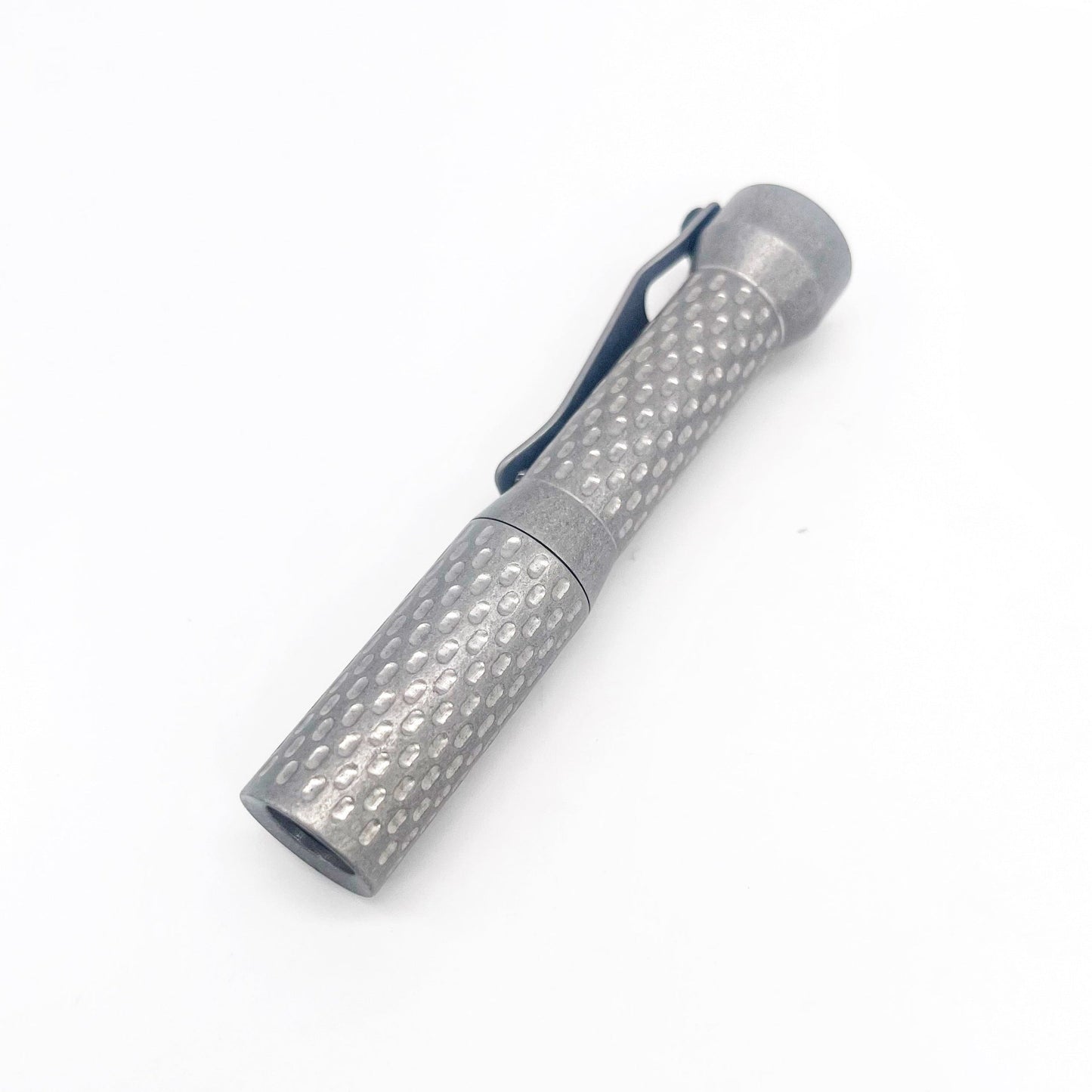 Dawson Machine Craft Divot Slimmer Titanium EDC Flashlight – Tumbled Finish, 10440 Battery Compatible
