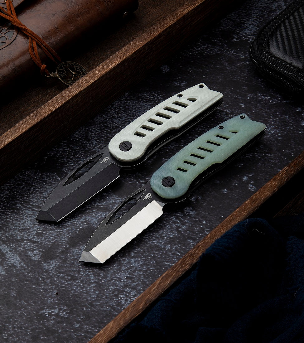 Bestech Knives Explorer Folding Knife 2.87in D2 Black Stonewash Steel Blade - BG37E