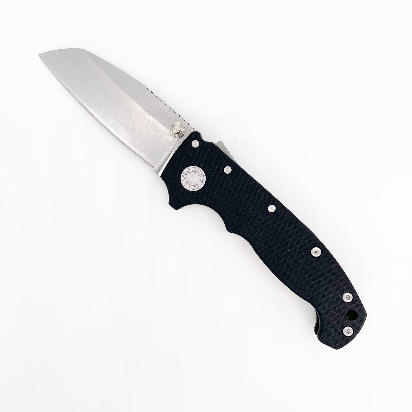 Demko MG AD20 Textured Black G10 Handles 3.6in CPM 3V Steel Shark Foot Blade