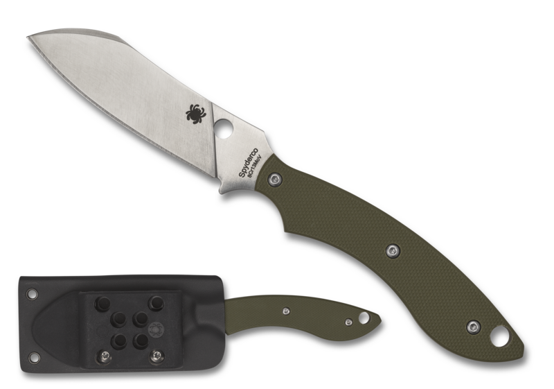 Spyderco Stok Drop Point Fixed Blade 2.95in 8Cr13MoV Blade OD Green G-10 Handles - FB50GPOD
