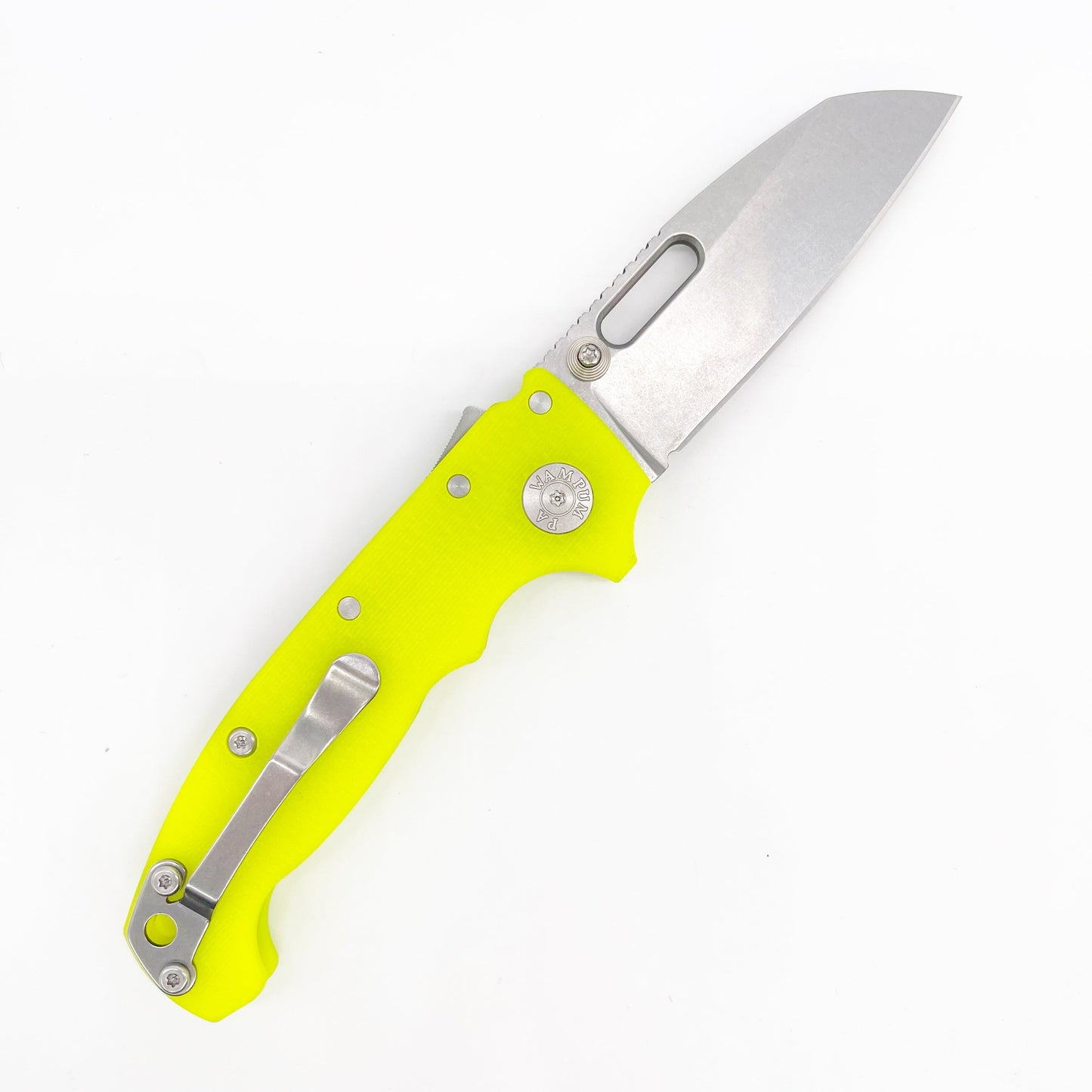 Demko MG AD20 Textured Day Glow G10 Handles 3.6in CPM 3V Steel Shark Foot Blade
