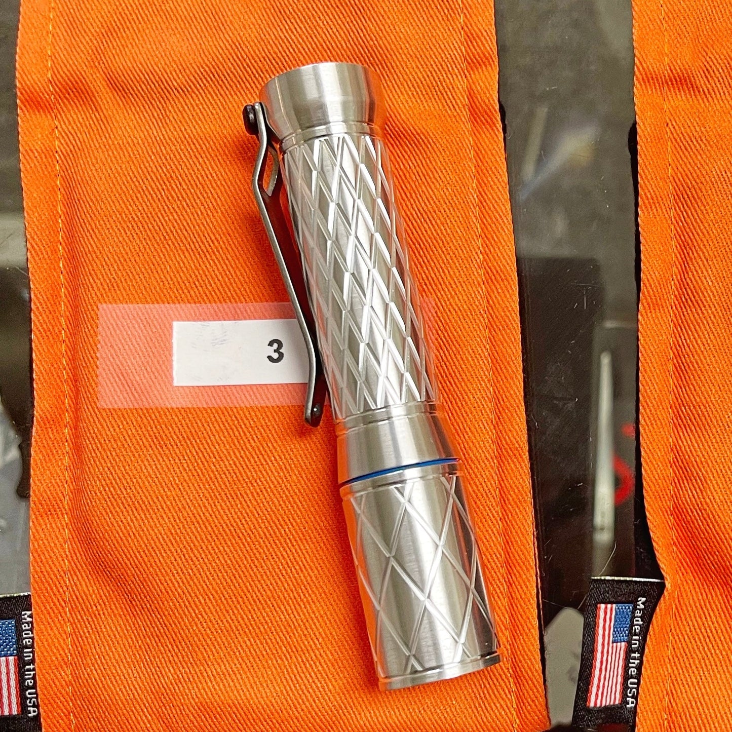 Dawson Machine Craft Diamond Slim Satin Aluminum Flashlight 14500 or AA Cell Nichia 519a 4500k LED - Made in USA