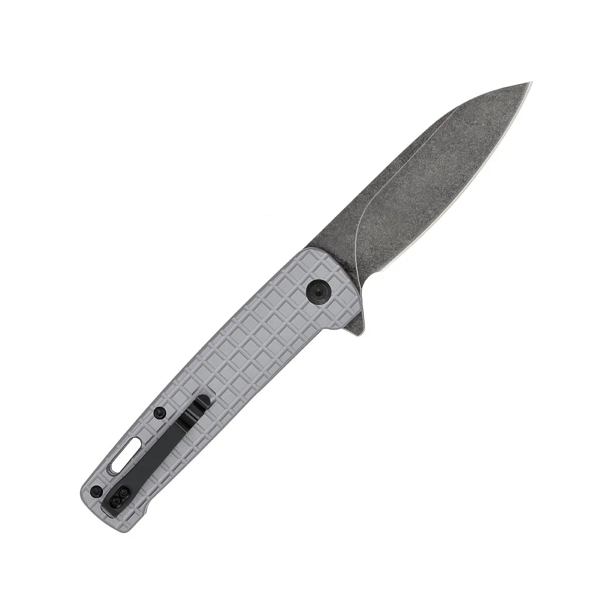 CobraTec Knives 3.375" Rhino D2 Stonewashed Blade Grey Aluminum Textured Handles CTGRYRHINO