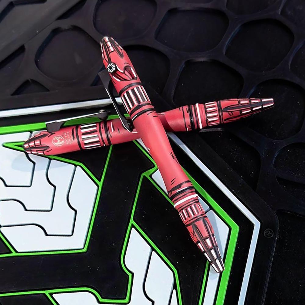 Heretic Knives Thoth H038-CS-RD Titanium Bolt Action Pen - Toxic Red Cel Shade