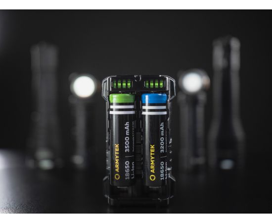 Armytek Handy C2 Pro Charger / 2ch / LED indication / Input 5V MicroUSB / Output 2x1A / Powerbank 2.5A /
for IMR/Li-Ion, Ni-MH, Ni-Cd