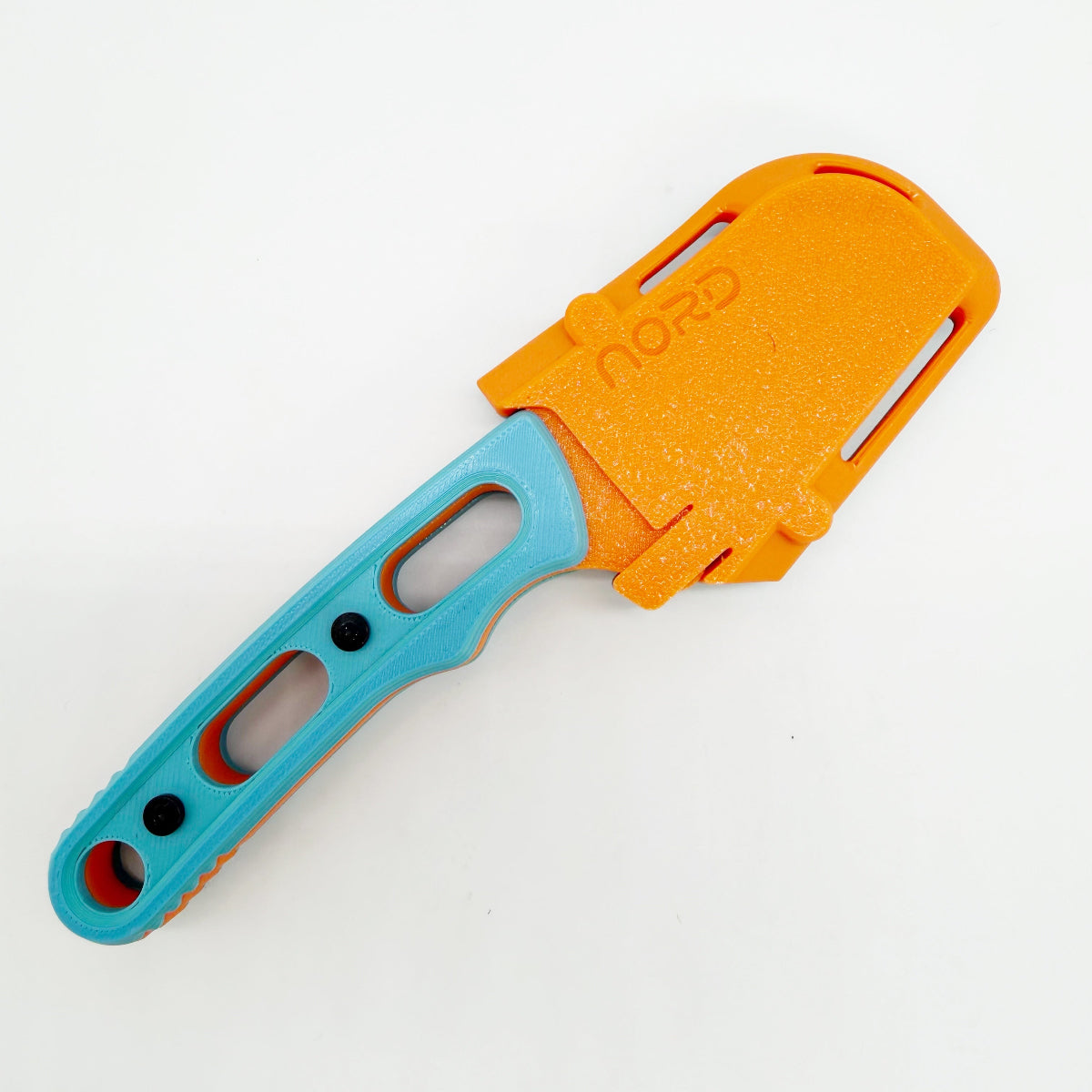 Going Gear Fixed Blade Utility Knife - Orange Frame w/ Blue Handles
