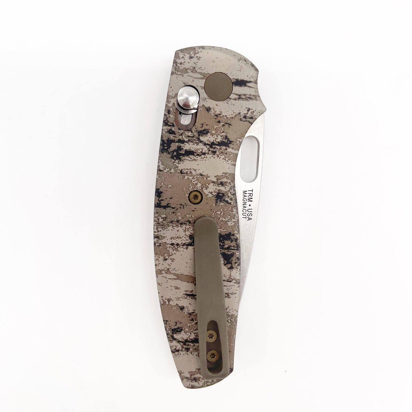 Three Rivers Mfg Bulldog Riverlok 3.2in Magnacut Blade Titanium Handle w/ Way Of Knife Digi Camo Handles