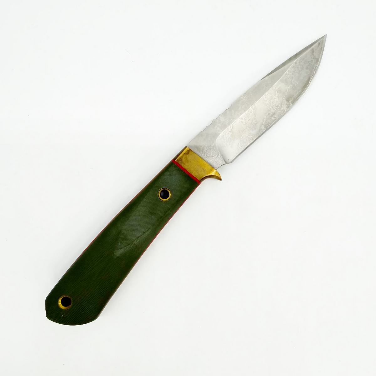 Night Watch Knives Spotter with handmade leather sheath – Nitro-V fixed blade, green handle