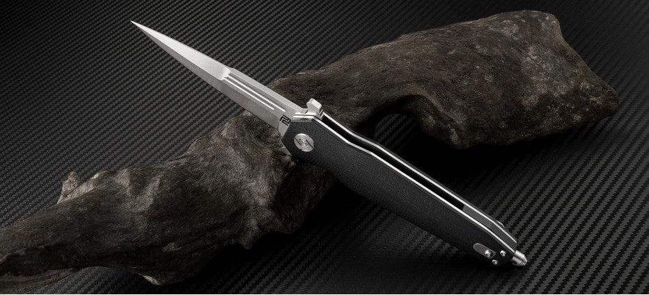 Artisan Cutlery Hornet Liner Lock Knife Black G-10 Curve (3.54" SW D2)