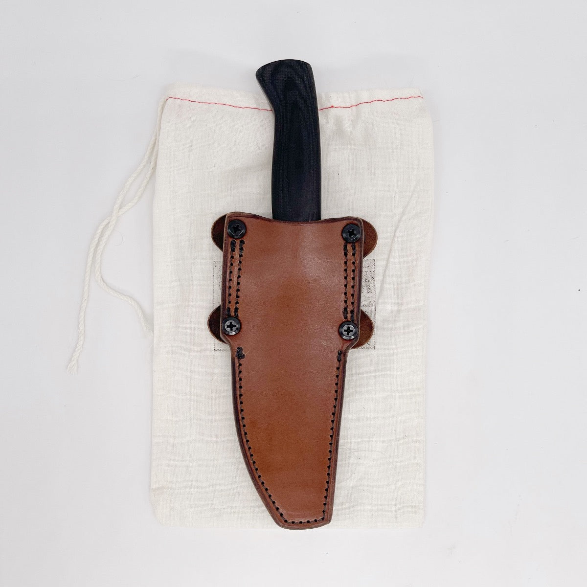 Drifter Blades Overlander Lite Custom Fixed Blade Knife Black G10 Handles Custom Leather Sheath